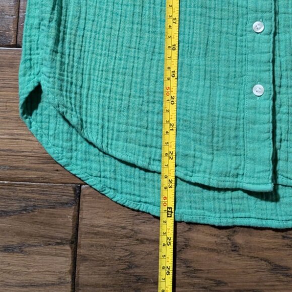 Gap crinkle gauze cotton top button down shirt green size XS petite - Picture 8 of 16